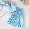 thumbnail image 2 of KyCheLot Little Girls Outfit Summer Casual V Neck Sleeveless Crop Vest Flowy Pleated Midi Skirts Set for 2-8 Years, 2 of 6