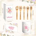 thumbnail image 2 of 8 Pcs Ceramic Utensil Holder with Wooden Spoon Set Kitchen Gadget Utensil Wooden Spatulas Set Cooking Mom Gift Cooking Tool for Hostesses Warming Kitchen Accessories for Mother's Day, 2 of 7