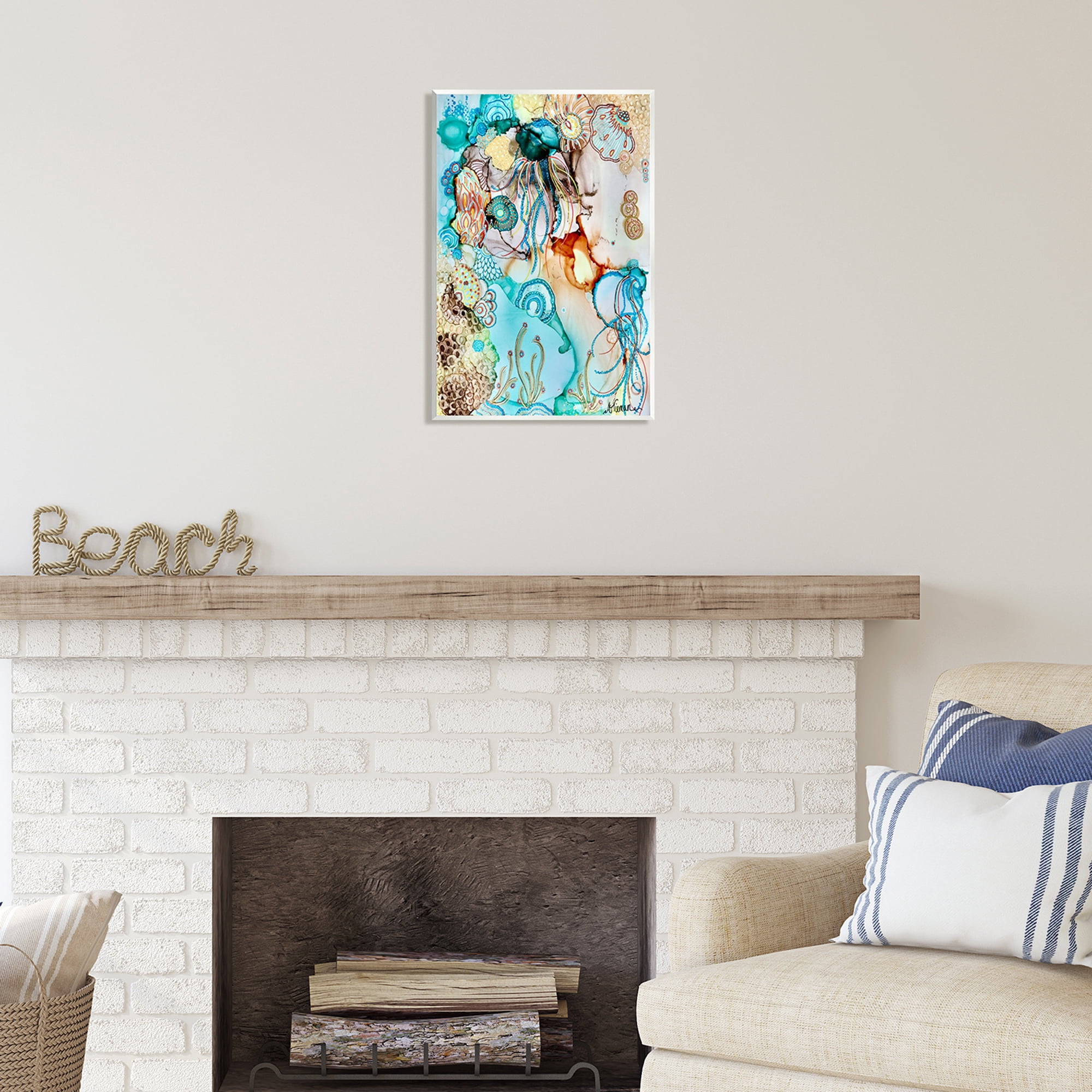 Stupell Industries Abstract Nautical Pattern Abstract Painting Unframed Art Print Wall Art, 13 x 19