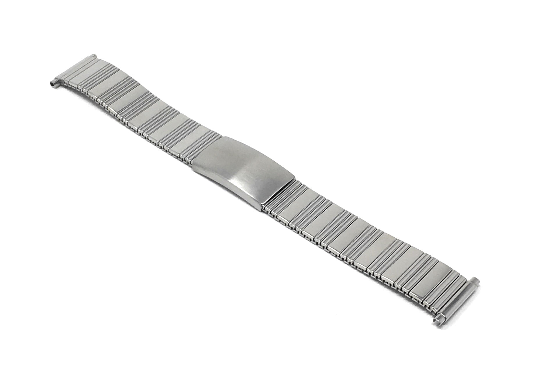 Bandini 18mm Silver Tone Stainless Steel Stretch Watch Strap for Men, Straight End, Adjustable