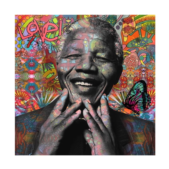 Canvas Wall Art - Dean Russo 'Mandela' Wall Art for Living Room, Bedroom, or Office Décor by Trademark Fine Art - 14 x 14 Inches