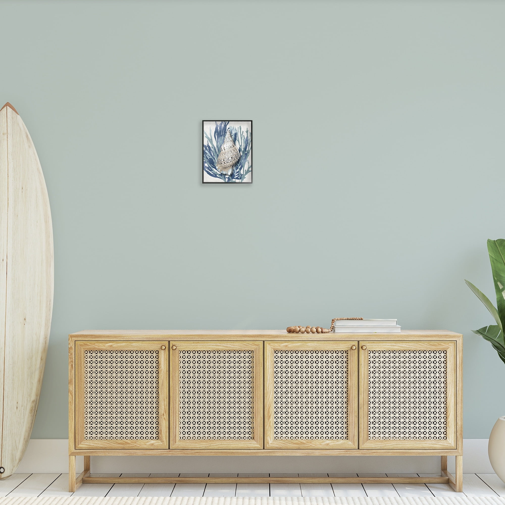Stupell Industries Shell Coral Blue Beach Design Framed Wall Art by Caroline Kelly