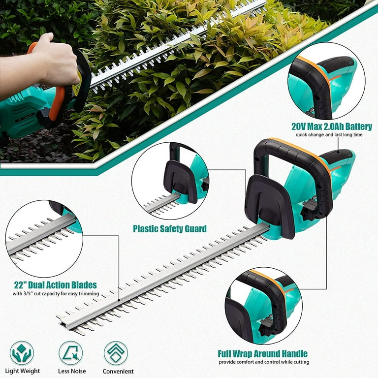 Hedge Trimmer, Rotating Handle, Dual Blade Action Blades, 3.3-Amp
