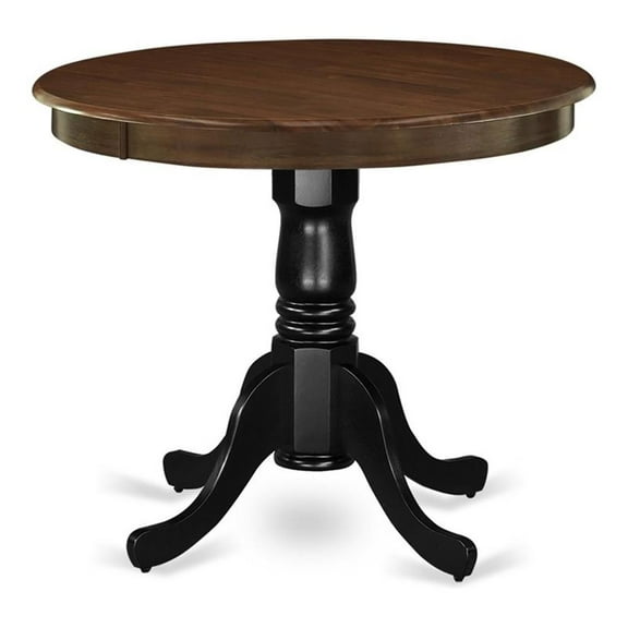 Pemberly Row Traditional 36" Wood Round Dining Table in Walnut Oak and Black