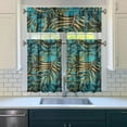thumbnail image 2 of 3PCS Kitchen Curtains Set, 27.5x36 Inch Polyester, Hawaiian Tropical Leaf and Flower Motifs, Adds Cheerful Island Style to Kitchen or Laundry Room, 2 of 5