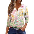 thumbnail image 2 of Fiudx Ofertas Flash Del Día Blusa de Manga 3/4 Corta Estampada a La Moda para Mujer, Blusa Informal con Cuello Redondo, 2 of 5