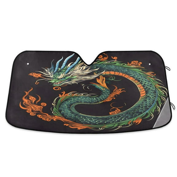 ALAZA Dragon Print Windshield Sun Shade Car Foldable Sun Visor Block UV Rays Protector 55"x27.6"