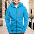 thumbnail image 2 of Mercatoo Boys Zip up Hoodi𝐞s Coats Thick Fleece Multi Zipper Pockets Cotton Hoodi𝐞 Sweatshirts Youth Kids Outdoor Warm Jackets, 2 of 6