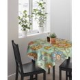 thumbnail image 4 of Teal Green Boho Floral Suqare Tablecloth - 54 x 54 Inch, Vintage Abstract Art Ethnic Flowers Waterproof & StainResistant Tablecloth, Washable Oil-proof Table Cover for Dining/Party/Wedding/Buffet, 4 of 9