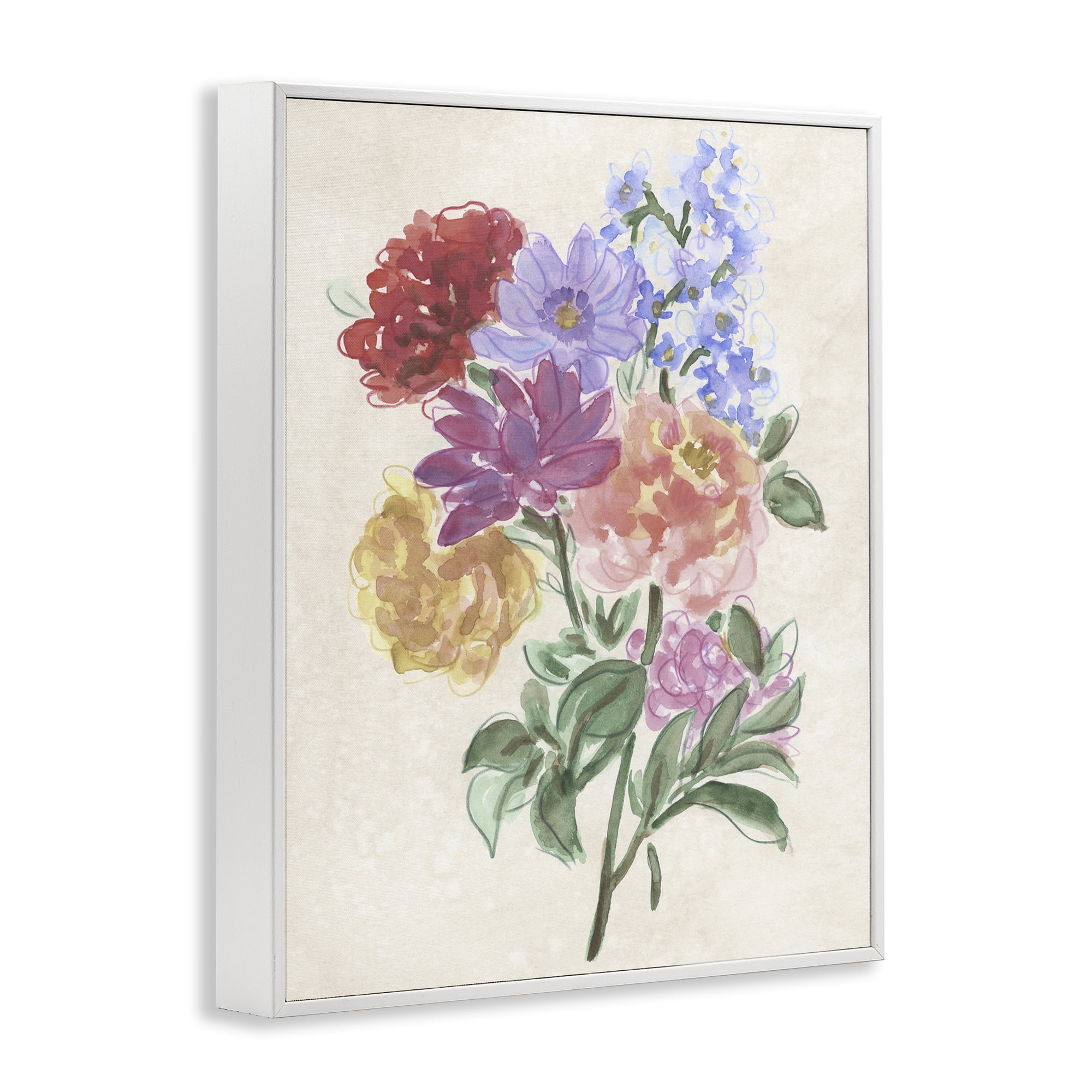 Stupell Industries Blooms On Parchment White Framed Giclee Art, design by June Erica Vess