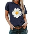 thumbnail image 1 of Babysbule Mode Hauts pour Femmes Grande Taille Femmes Décontracté Manches Courtes Imprimé Floral Tournesol Coton Col Rond Hauts Robes T-Shirt Blouse, 1 of 5