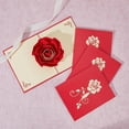 thumbnail image 5 of 4Pcs Rectangle 3D Rose Pop Up Paper Greeting Card with Envelope Valentine's Day Invitation Card Rose Red Mothers Day Card Flower Greeting Card Rose Birthday Card 184x127x5mm, 5 of 8