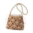 thumbnail image 2 of Bolso tote tejido para mujer, bolso viaje informal para guardar cosas, ideal para el trabajo, el , la playa o . Marrón, 2 of 8