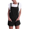 thumbnail image 2 of Baqcunre Women's Comfortable Casual Suspender Shorts Solid Color Overalls with Pockets,Color Black,Size S-XL, 2 of 6