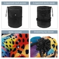 thumbnail image 3 of PhooArto Drawstring Cosmetic Bag, Barrel Shaped Portable Travel Makeup Bags, Rainbow Leopard Print Large Capacity Waterproof Multifunctional Bucket Toiletry Bag, 3 of 6