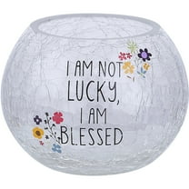 Blessed - 5" Crackled Glass Votive Holder