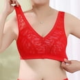 thumbnail image 4 of Bigersell Snap Front Closure Bras for Women Floral Lace Mesh Push up Bra No Underwire Full-Coverage Wireless Bra Comfort Soft V-Neck Lightly Padded Bralette Everyday Bras C-20-Red 90B, 4 of 6