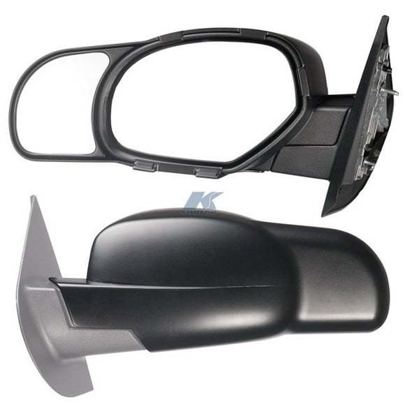 K-Source Miroir de Remorquage Extérieur 80900 à Enclenchement; 4-3/4 Po x 5-1/2 Po; s'Étend sur 4-3/4 Po; Manuel; Sans Clignotant; Sans Miroirs Chauffants; Non Pliant; Noir; Paire