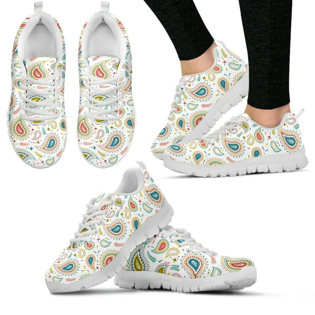 Zapatillas bohemias para mujer, con estampado floral bohemio, blancas, de suela suave, con flor de anacardo, deportivas de moda para gimnasio
