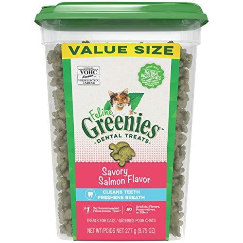 Feline GREENIES Adulte Soins Dentaires Naturels Gâteries pour Chats, Saveur de Saumon Salé, 9,75 Oz. Tub