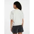 thumbnail image 4 of Time and Tru Women's Fleece Sweatshirt with Short Puff Sleeves, Sizes XS-XXXL, 4 of 6