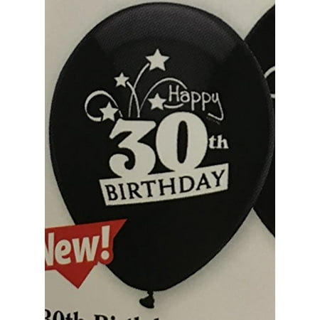 Happy 30th Birthday Balloons - Black Thirty Years Old Balloons - 8 (Best Birthday Party For 7 Year Old Boy)