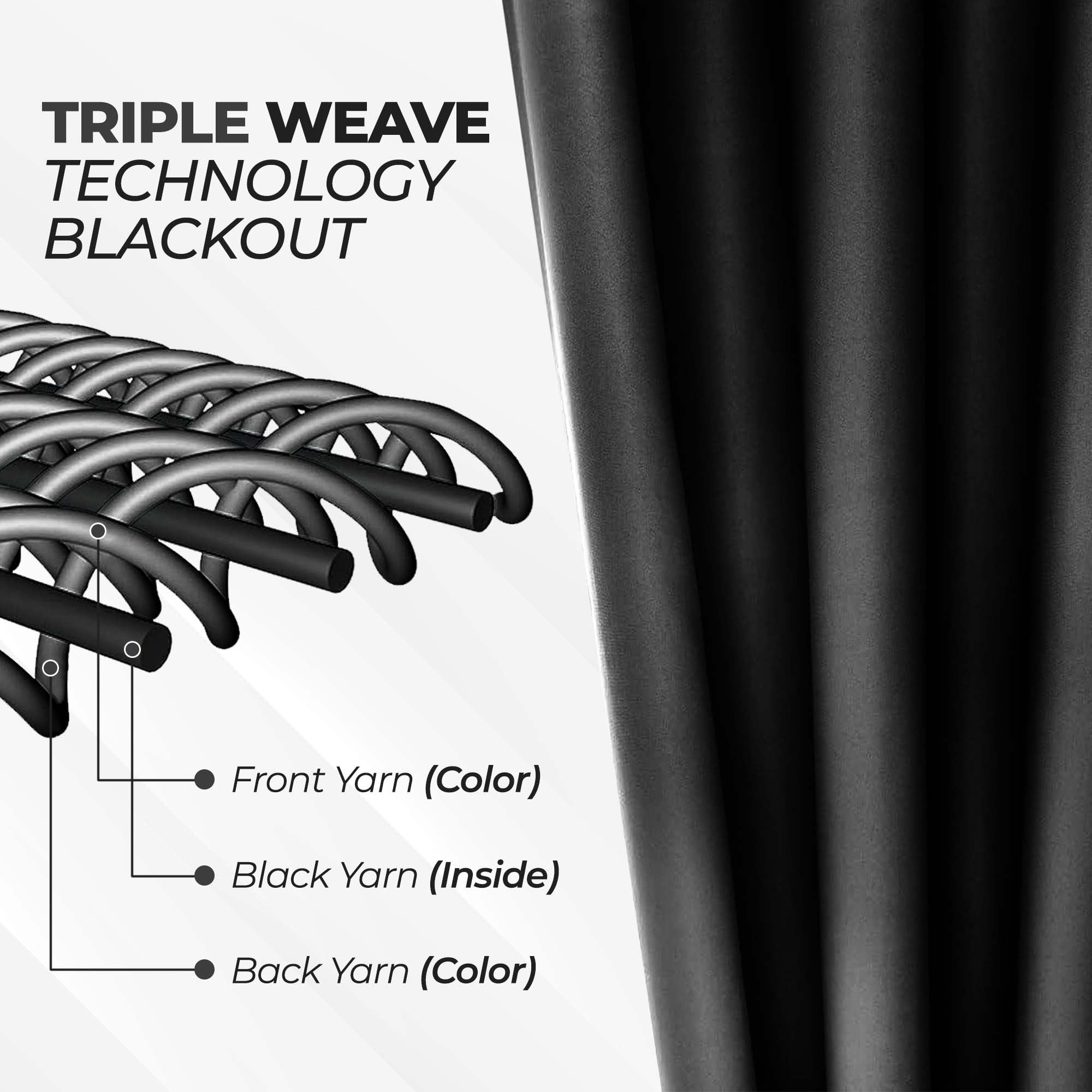 Superior Blackout Solid Light Filtering Back Tab Curtain Panel Set, 52" x 96", Black