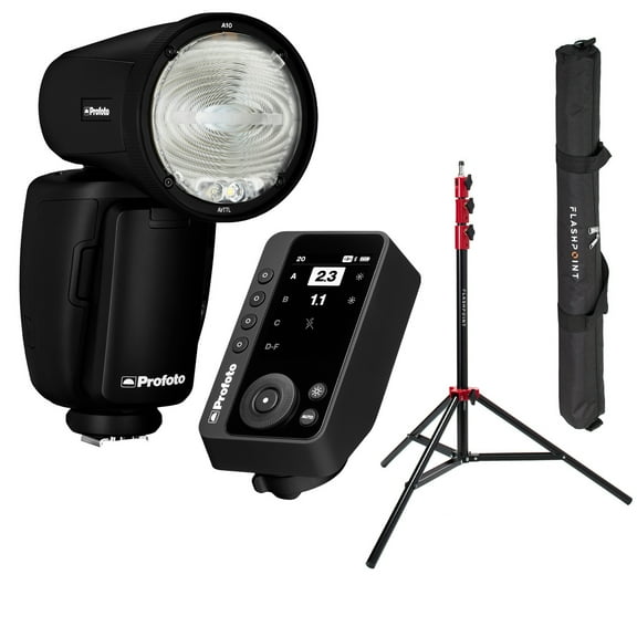 Profoto A10 Flash for Nikon, Bundle with Connect Pro Transmitter and Light Stand