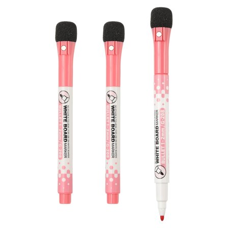 Magnetic Whiteboard Pen, 1-2mm Fine Tip Dry Erase Red Markers, 3 Pcs