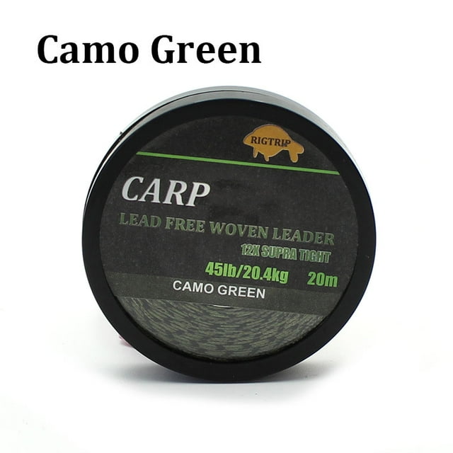 20m Carp Fishing Line Braided NON Lead Core Carp Leader Line Camo Green Mainline Leadcore for Carp Rig Chod Helicopter Rig Camo green