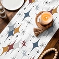 thumbnail image 3 of Blue Red Diamond Table Runner - 72 Inch Long Modern Geometric Middle Century Cotton and Linen Blended Dress Scarves Farmhouse Table Runner for Kitchen Dining, Coffee Table, 13" x 72", 3 of 8