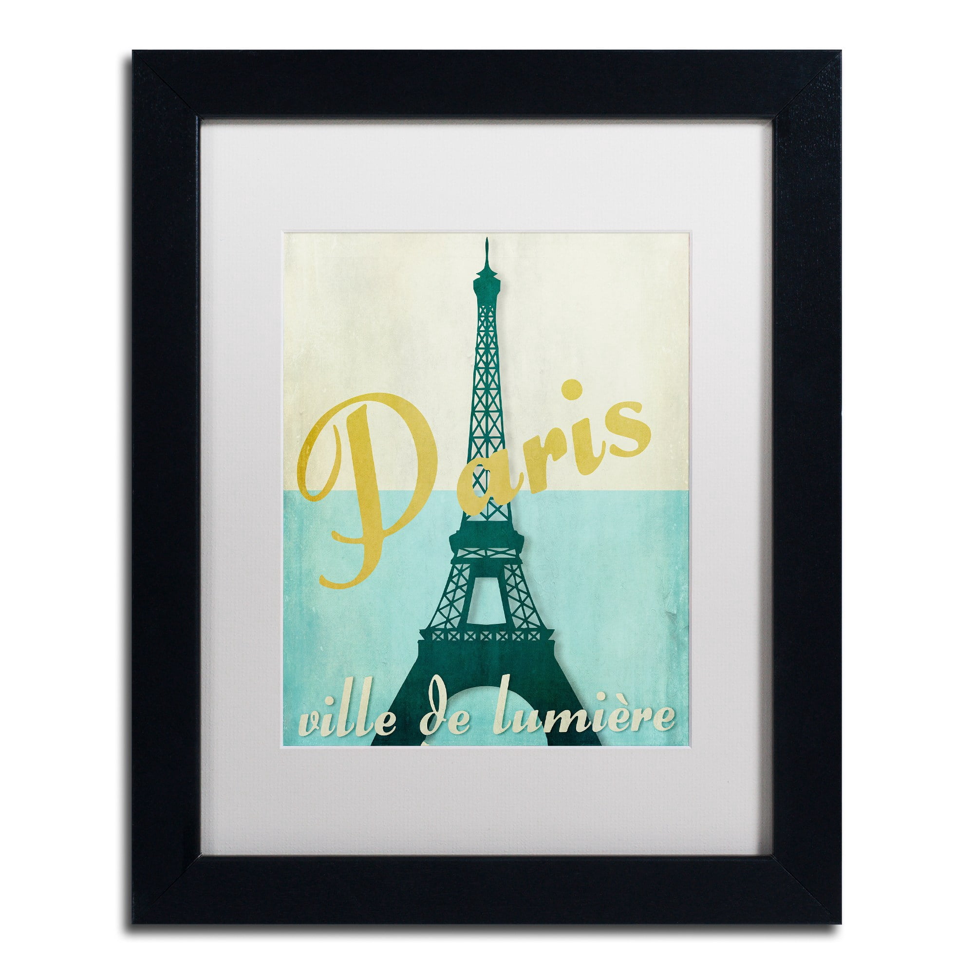 Trademark Fine Art "Paris City of Light" Canvas Art by Color Bakery White Matte, Black Frame