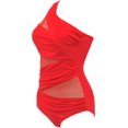 thumbnail image 2 of GFDYREE Women's One Piece Swimsuits One Shoulder Plus Size Swimwear Bathing Suit with See Through Mesh Style, 2 of 3