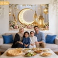 thumbnail image 4 of Ramadan Backdrop, Islamic Decor - Crescent Moon & Lantern Wall Hanging, 59x39 Polyester Photography Background for Eid, Ramadan Party, Mosque Decoration, Home Decor (Pink & Gold), 4 of 8