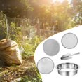 thumbnail image 1 of Juego de tamices de tierra con mallas de tamiz. Tamices de tierra de malla. Tamices de jardín para jardinería y cribado de plantas. Pala plateada de 3 mallas, 1 of 8