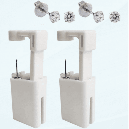2 Pack Self Ear Piercing Gun Disposable Ear Piercing Gun Safe Piercing Gun Kit Tool with Stainless Steel Ear Studs
