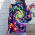 thumbnail image 7 of Delconic Womens Halloween Print Button Down Shirt Long Sleeve Casual Regular Fit Collared Blouse Floral Ghost Pattern Top Purple L, 7 of 7