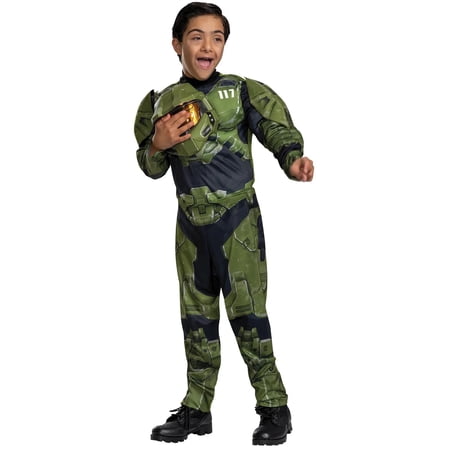 Disguise Boys' Adaptive HALO Infinite Master Chief Muscle Jumpsuit Costume - 4-6