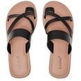 thumbnail image 1 of Sandalias Luoika para mujer, planas, anchas, negras, 10,5 cm de ancho, verano, playa, 1 of 6