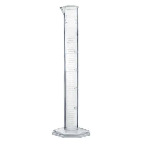 Measuring Cylinder, 25ml - Class B Tolerance - Octagonal Base - TPX Plastic - Industrial Quality, Autoclavable - Eisco Labs