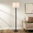 thumbnail image 2 of KAWOTI Classic Bronze Floor Lamp Resin Standing Lamp with White Linen Drum Shade, 2 of 8