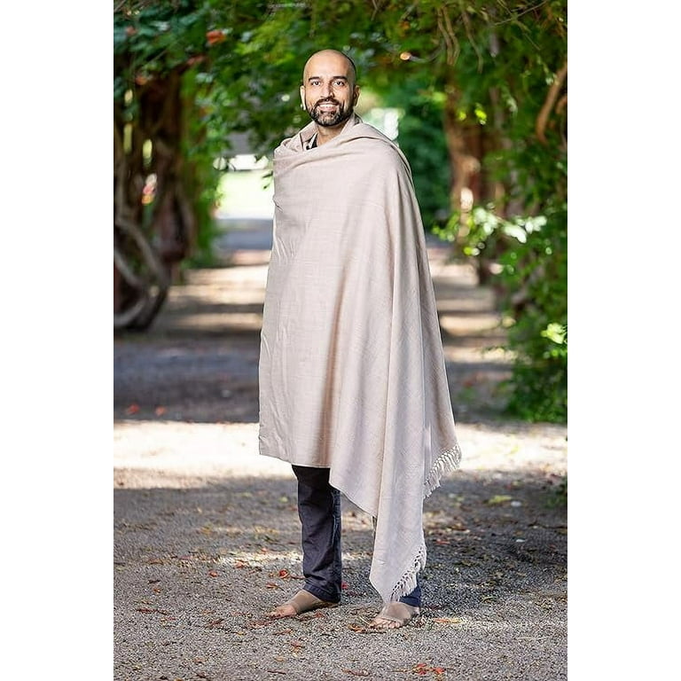 Om Shanti Crafts Meditation Shawl or Prayer Shawl or Meditation Blanket,  Shawl/Wrap, Oversize Scarf/Stole. Large. Unisex. Beige. 