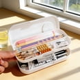 thumbnail image 5 of SLYNSHome Plastic Pencils Case Double Layer Large Capacity Pencil Box,White Hard Pen Case with Snap-tight Lid for Office Supplies Storage Organizer, 5 of 6