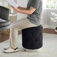 thumbnail image 2 of Home Sweet Home Venetian Round Tufted Upholstered Velvet Ottoman with Silver Metal Base - 15" L x 15" W x 18.5" H (Black), 2 of 5