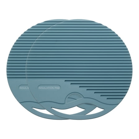 Uxcell 2 Pcs Silicone Trivet Mat, 8 Inch Round Trivets for Hot Pots and Pans Multi-Purpose Heat Resistant Trivet Holders for Pots & Hot Dish, Countertops, Coasters, Blue