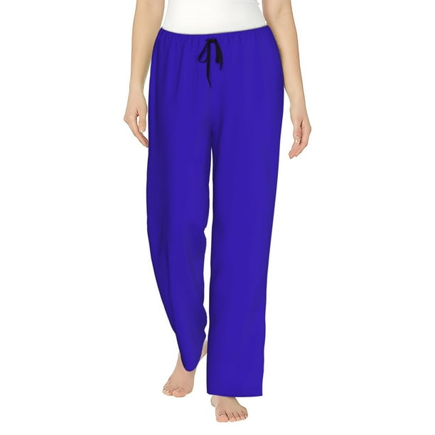 Balery Darkblue Pantalones de pijama para mujer, pijamas ultraligeros, pantalones de estar por casa-Large