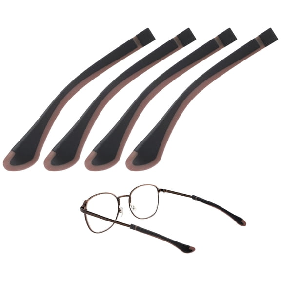 Uxcell Soft Glasses Ear Cushion [2 Pairs] - Silicone Eyeglasses Temple Tips Sleeve Anti-slip Grips - Black Coffee