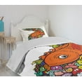 thumbnail image 4 of Ambesonne Cartoon Quilted Bedspread Set 2 Pcs, Big Fish Ocean Life, Twin Size, Multicolor, 4 of 6