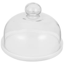 QUMONIN Round Ceramic Cake Platter with Glass Dome Cover for Dining Parties and Weddings