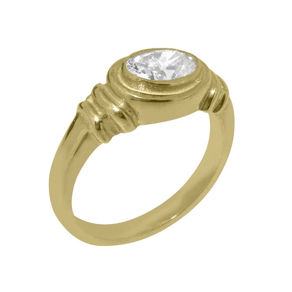 LBG British Made 14k Yellow Gold Synthetic Cubic Zirconia Unisex Engagement Ring - 33 size options - Size 10